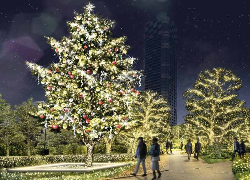 東京ミッドタウン「Timeless Gold Tree」登場！本物のモミの木が輝くクリスマスツリー｜11月14日～12月25日